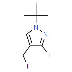 ChemSpider 2D Image | 3-Iodo-4-(iodomethyl)-1-(2-methyl-2-propanyl)-1H-pyrazole | C8H12I2N2