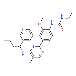 ChemSpider 2D Image | 1-Ethyl-3-[2-methoxy-4-(5-methyl-4-{[(1R)-1-(3-pyridinyl)butyl]amino}-2-pyrimidinyl)phenyl]urea | C24H30N6O2