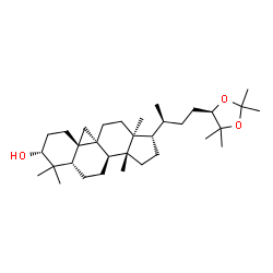 ChemSpider 2D Image | (1S,3aR,3bR,5aS,7R,9aS,10aR,12aS)-3a,6,6,12a-Tetramethyl-1-{(2S)-4-[(4R)-2,2,5,5-tetramethyl-1,3-dioxolan-4-yl]-2-butanyl}tetradecahydro-1H-cyclopenta[a]cyclopropa[e]phenanthren-7-ol (non-preferred na
me) | C33H56O3