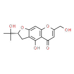 ChemSpider 2D Image | (2R)-4-Hydroxy-7-(hydroxymethyl)-2-(2-hydroxy-2-propanyl)-2,3-dihydro-5H-furo[3,2-g]chromen-5-one | C15H16O6