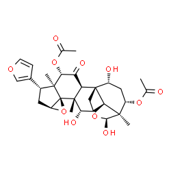 ChemSpider 2D Image | (1R,2S,4S,5S,6R,8S,10R,11R,12S,14S,15S,16S,19R,21S)-6-(3-Furyl)-12,16,19-trihydroxy-5,11,15-trimethyl-3-oxo-9,17-dioxahexacyclo[13.3.3.0~1,14~.0~2,11~.0~5,10~.0~8,10~]henicosane-4,21-diyl diacetate | C30H38O11