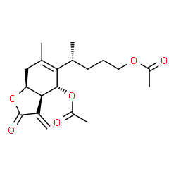 ChemSpider 2D Image | (4R)-4-[(3aS,4R,7aS)-4-Acetoxy-6-methyl-3-methylene-2-oxo-2,3,3a,4,7,7a-hexahydro-1-benzofuran-5-yl]pentyl acetate | C19H26O6