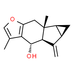 ChemSpider 2D Image | (4S,4aR,5aR,6aS,6bR)-3,6b-Dimethyl-5-methylene-4,4a,5,5a,6,6a,6b,7-octahydrocyclopropa[2,3]indeno[5,6-b]furan-4-ol | C15H18O2
