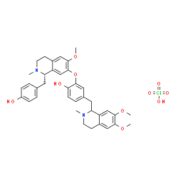 ChemSpider 2D Image | 4-[(6,7-Dimethoxy-2-methyl-1,2,3,4-tetrahydro-1-isoquinolinyl)methyl]-2-{[(1S)-1-(4-hydroxybenzyl)-6-methoxy-2-methyl-1,2,3,4-tetrahydro-7-isoquinolinyl]oxy}phenol perchlorate (1:1) | C37H43ClN2O10