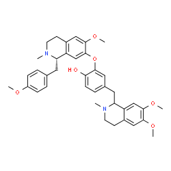 ChemSpider 2D Image | 4-[(6,7-Dimethoxy-2-methyl-1,2,3,4-tetrahydro-1-isoquinolinyl)methyl]-2-{[(1S)-6-methoxy-1-(4-methoxybenzyl)-2-methyl-1,2,3,4-tetrahydro-7-isoquinolinyl]oxy}phenol | C38H44N2O6