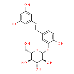 ChemSpider 2D Image | 5-[(E)-2-(3,5-Dihydroxyphenyl)vinyl]-2-hydroxyphenyl beta-L-glucopyranoside | C20H22O9