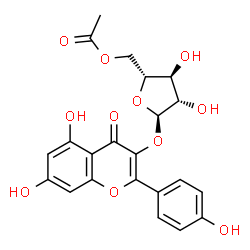 ChemSpider 2D Image | 5,7-Dihydroxy-2-(4-hydroxyphenyl)-4-oxo-4H-chromen-3-yl 5-O-acetyl-alpha-D-arabinofuranoside | C22H20O11