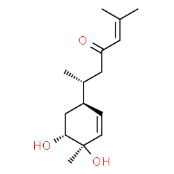 ChemSpider 2D Image | (6R)-6-[(1S,4R,5R)-4,5-Dihydroxy-4-methyl-2-cyclohexen-1-yl]-2-methyl-2-hepten-4-one | C15H24O3