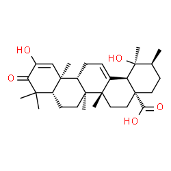 ChemSpider 2D Image | (5beta,8alpha,9beta,10alpha,14beta,17alpha,18alpha,19alpha,20beta)-2,19-Dihydroxy-3-oxoursa-1,12-dien-28-oic acid | C30H44O5