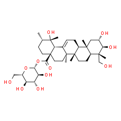 ChemSpider 2D Image | 1-O-[(2beta,3alpha,5beta,8alpha,9beta,10alpha,14beta,17alpha,18alpha,19alpha,20beta)-2,3,19,24-Tetrahydroxy-28-oxours-12-en-28-yl]-beta-L-glucopyranose | C36H58O11
