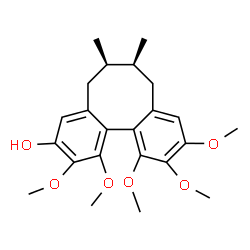 ChemSpider 2D Image | (6R,7S)-1,2,10,11,12-Pentamethoxy-6,7-dimethyl-5,6,7,8-tetrahydrodibenzo[a,c][8]annulen-3-ol | C23H30O6