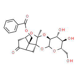 ChemSpider 2D Image | [(2aS,3aS,4aS,5R,6R,7S,9aS,10bS)-5,6-Dihydroxy-7-(hydroxymethyl)-3a-methyl-1-oxooctahydro-5H-3,4,8,9-tetraoxacyclobuta[1,6]pentaleno[1,2-b]naphthalen-10b(1H)-yl]methyl benzoate | C23H26O10