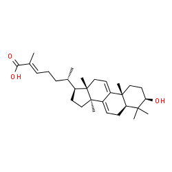 ChemSpider 2D Image | (3alpha,5beta,10alpha,13alpha,14beta,17alpha,20S,24E)-3-Hydroxylanosta-7,9(11),24-trien-26-oic acid | C30H46O3