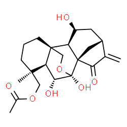ChemSpider 2D Image | (5beta,6beta,7alpha,9beta,11alpha)-6,7,11-Trihydroxy-15-oxo-7,20-epoxykaur-16-en-18-yl acetate | C22H30O7