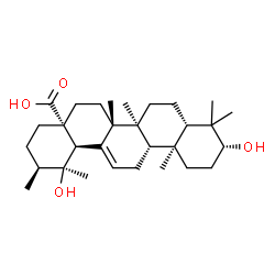 ChemSpider 2D Image | (3alpha,5beta,8alpha,9beta,10alpha,14beta,17alpha,18alpha,19alpha,20beta)-3,19-Dihydroxyurs-12-en-28-oic acid | C30H48O4