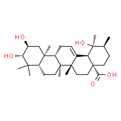 ChemSpider 2D Image | (2beta,3alpha,5beta,8alpha,9beta,10alpha,14beta,17alpha,18alpha,19alpha,20beta)-2,3,19-Trihydroxyurs-12-en-28-oic acid | C30H48O5