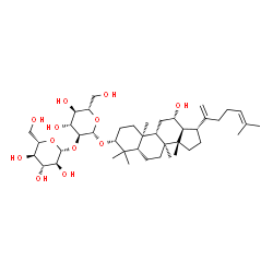 ChemSpider 2D Image | (3alpha,5beta,8alpha,9beta,10alpha,12alpha,13alpha,14beta,17alpha)-12-Hydroxydammara-20,24-dien-3-yl 2-O-beta-L-glucopyranosyl-beta-L-glucopyranoside | C42H70O12