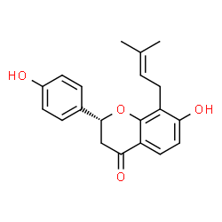 ChemSpider 2D Image | (2R)-7-Hydroxy-2-(4-hydroxyphenyl)-8-(3-methyl-2-buten-1-yl)-2,3-dihydro-4H-chromen-4-one | C20H20O4