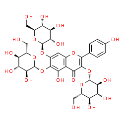 ChemSpider 2D Image | 3,6-Bis(beta-L-glucopyranosyloxy)-5-hydroxy-2-(4-hydroxyphenyl)-4-oxo-4H-chromen-7-yl beta-L-glucopyranoside | C33H40O22