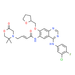 ChemSpider 2D Image | (2E)-N-{4-[(3-Chloro-4-fluorophenyl)amino]-7-(tetrahydro-2-furanylmethoxy)-6-quinazolinyl}-4-(5,5-dimethyl-2-oxo-4-morpholinyl)-2-butenamide | C29H31ClFN5O5