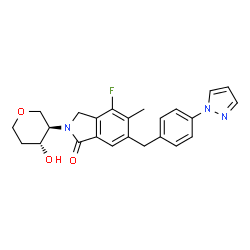 ChemSpider 2D Image | 1,5-Anhydro-2,4-dideoxy-2-{4-fluoro-5-methyl-1-oxo-6-[4-(1H-pyrazol-1-yl)benzyl]-1,3-dihydro-2H-isoindol-2-yl}-D-threo-pentitol | C24H24FN3O3