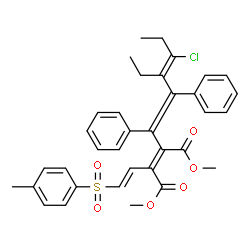 ChemSpider 2D Image | Dimethyl (2Z)-2-[(1E,3Z)-4-chloro-3-ethyl-1,2-diphenyl-1,3-hexadien-1-yl]-3-{(E)-2-[(4-methylphenyl)sulfonyl]vinyl}-2-butenedioate | C35H35ClO6S