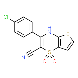 ChemSpider 2D Image | 3-(4-Chlorophenyl)-4H-thieno[3,2-b][1,4]thiazine-2-carbonitrile 1,1-dioxide | C13H7ClN2O2S2