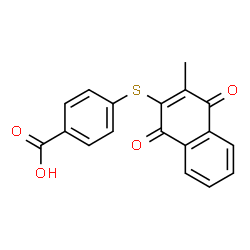 ChemSpider 2D Image | 4-[(3-Methyl-1,4-dioxo-1,4-dihydro-2-naphthalenyl)sulfanyl]benzoic acid | C18H12O4S
