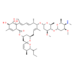 ChemSpider 2D Image | (1'R,2S,4'S,5S,6R,8'R,10'E,12'S,13'S,14'E,16'E,21'R)-6-[(2R)-2-Butanyl]-21',24'-dihydroxy-5,11',13',22'-tetramethyl-2'-oxo-5,6-dihydrospiro[pyran-2,6'-[3,7,19]trioxatetracyclo[15.6.1.1~4,8~.0~20,24~]p
entacosa[10,14,16,22]tetraen]-12'-yl 2,6-dideoxy-3-O-methyl-4-O-[2,4,6-trideoxy-3-O-methyl-4-(methylamino)-alpha-L-lyxo-hexopyranosyl]-alpha-L-arabino-hexopyranoside | C49H75NO13