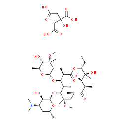 ChemSpider 2D Image | (3R,4R,5S,6R,7S,9R,11R,12R,13S,14R)-6-{[(2S,3R,4S,6R)-4-(Dimethylamino)-3-hydroxy-6-methyltetrahydro-2H-pyran-2-yl]oxy}-14-ethyl-12,13-dihydroxy-4-{[(2R,4R,5S,6S)-5-hydroxy-4-methoxy-4,6-dimethyltetra
hydro-2H-pyran-2-yl]oxy}-7-methoxy-3,5,7,9,11,13-hexamethyloxacyclotetradecane-2,10-dione 2-hydroxy-1,2,3-propanetricarboxylate (1:1) | C44H77NO20