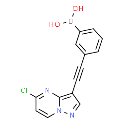ChemSpider 2D Image | {3-[(5-Chloropyrazolo[1,5-a]pyrimidin-3-yl)ethynyl]phenyl}boronic acid | C14H9BClN3O2