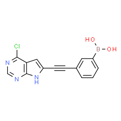 ChemSpider 2D Image | {3-[(4-Chloro-7H-pyrrolo[2,3-d]pyrimidin-6-yl)ethynyl]phenyl}boronic acid | C14H9BClN3O2