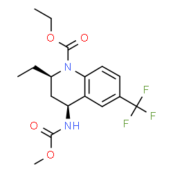 ChemSpider 2D Image | Ethyl (2R,4S)-2-ethyl-4-[(methoxycarbonyl)amino]-6-(trifluoromethyl)-3,4-dihydro-1(2H)-quinolinecarboxylate | C17H21F3N2O4