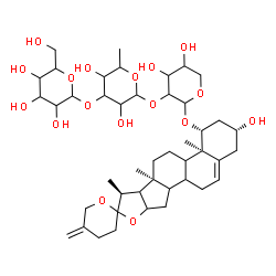 ChemSpider 2D Image | (1beta,3beta,8xi,9xi,14xi,16xi,17xi,22xi)-3-Hydroxyspirosta-5,25(27)-dien-1-yl hexopyranosyl-(1->3)-6-deoxyhexopyranosyl-(1->2)pentopyranoside | C44H68O17