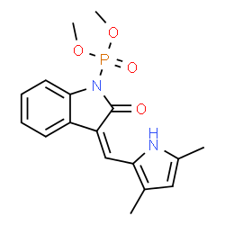 ChemSpider 2D Image | Dimethyl {(3Z)-3-[(3,5-dimethyl-1H-pyrrol-2-yl)methylene]-2-oxo-2,3-dihydro-1H-indol-1-yl}phosphonate | C17H19N2O4P