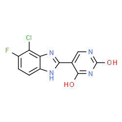 ChemSpider 2D Image | 5-(4-Chloro-5-fluoro-1H-benzimidazol-2-yl)-2,4-pyrimidinediol | C11H6ClFN4O2