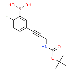ChemSpider 2D Image | {2-Fluoro-5-[3-({[(2-methyl-2-propanyl)oxy]carbonyl}amino)-1-propyn-1-yl]phenyl}boronic acid | C14H17BFNO4