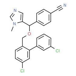 ChemSpider 2D Image | 4-{[(3',5-Dichloro-2-biphenylyl)methoxy](1-methyl-1H-imidazol-5-yl)methyl}benzonitrile | C25H19Cl2N3O