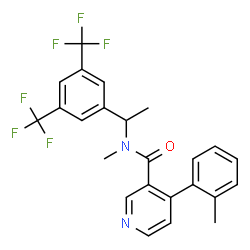 ChemSpider 2D Image | N-{1-[3,5-Bis(trifluoromethyl)phenyl]ethyl}-N-methyl-4-(2-methylphenyl)nicotinamide | C24H20F6N2O