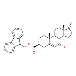 ChemSpider 2D Image | 9H-Fluoren-9-ylmethyl (3beta,8xi,9xi,14xi)-7,17-dioxoandrost-5-ene-3-carboxylate | C34H36O4