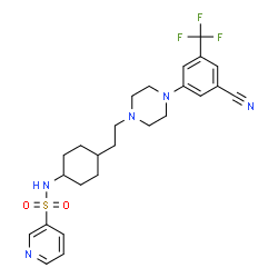 ChemSpider 2D Image | N-[4-(2-{4-[3-Cyano-5-(trifluoromethyl)phenyl]-1-piperazinyl}ethyl)cyclohexyl]-3-pyridinesulfonamide | C25H30F3N5O2S