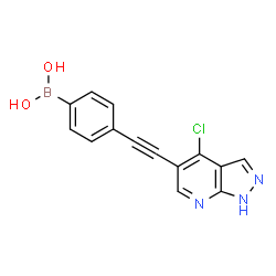 ChemSpider 2D Image | {4-[(4-Chloro-1H-pyrazolo[3,4-b]pyridin-5-yl)ethynyl]phenyl}boronic acid | C14H9BClN3O2