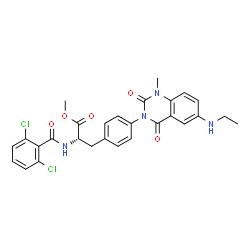 ChemSpider 2D Image | Methyl N-(2,6-dichlorobenzoyl)-4-[6-(ethylamino)-1-methyl-2,4-dioxo-1,4-dihydro-3(2H)-quinazolinyl]-L-phenylalaninate | C28H26Cl2N4O5