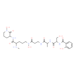 ChemSpider 2D Image | N~5~-[N-(2-Hydroxybenzoyl)serylalanyl-beta-alanyl]-N~5~-hydroxy-N-(1-hydroxy-2-oxo-3-piperidinyl)-N~2~-methylornithinamide | C27H41N7O10