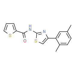 ChemSpider 2D Image | N-[4-(2,5-Dimethylphenyl)-1,3-thiazol-2-yl]-2-thiophenecarboxamide | C16H14N2OS2
