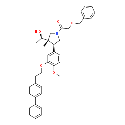 ChemSpider 2D Image | 2-(Benzyloxy)-1-{(3S,4S)-4-{3-[2-(4-biphenylyl)ethoxy]-4-methoxyphenyl}-3-[(1R)-1-hydroxyethyl]-3-methyl-1-pyrrolidinyl}ethanone | C37H41NO5