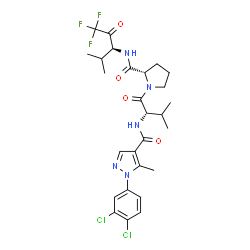 ChemSpider 2D Image | N-{[1-(3,4-Dichlorophenyl)-5-methyl-1H-pyrazol-4-yl]carbonyl}-L-valyl-N-[(3S)-1,1,1-trifluoro-4-methyl-2-oxo-3-pentanyl]-L-prolinamide | C27H32Cl2F3N5O4