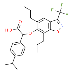 ChemSpider 2D Image | {[5,7-Dipropyl-3-(trifluoromethyl)-1,2-benzoxazol-6-yl]oxy}(4-isopropylphenyl)acetic acid | C25H28F3NO4