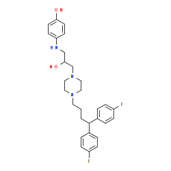 ChemSpider 2D Image | 4-[(3-{4-[4,4-Bis(4-fluorophenyl)butyl]-1-piperazinyl}-2-hydroxypropyl)amino]phenol | C29H35F2N3O2