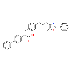 ChemSpider 2D Image | 2-(4-Biphenylyl)-3-{4-[3-(5-methyl-2-phenyl-1,3-oxazol-4-yl)propyl]phenyl}propanoic acid | C34H31NO3